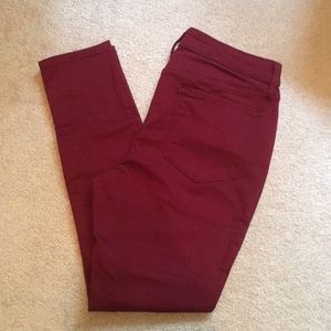 Old Navy Cranberry Red Jeans Rockstar 12 petite